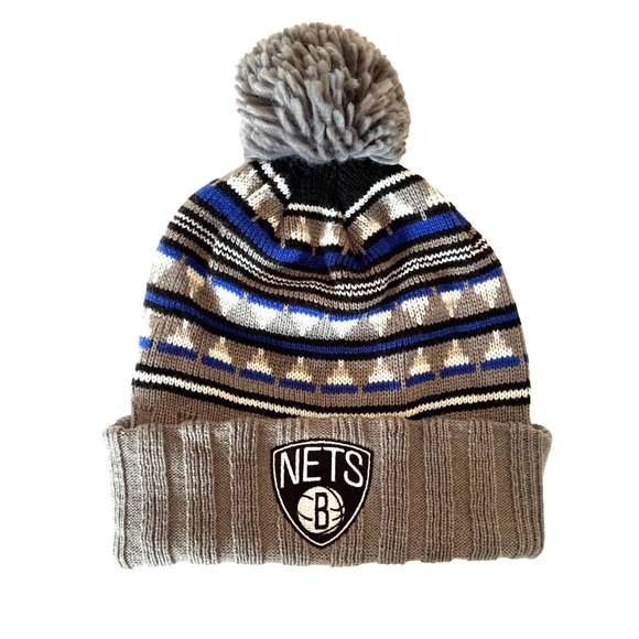 Mitchell & Ness Nets Basketball Pro Pom Winter Hat - One Size - Picture 1 of 10